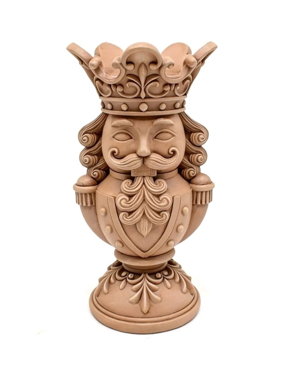 Holiday Time Brown Polyresin Nutcracker Christmas Pillar Candle Holder. 9" Viral